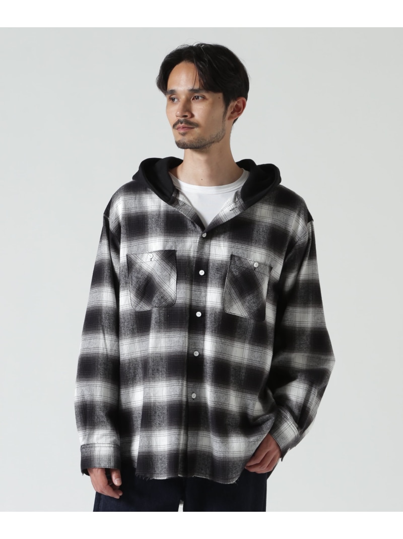 B'2nd RENOVA/レノバ CUT SEAM HOODED SHIRTS ビーセカンド トップス シャツ・ブラウス ブルー ベージュ ブラック【送料無料】