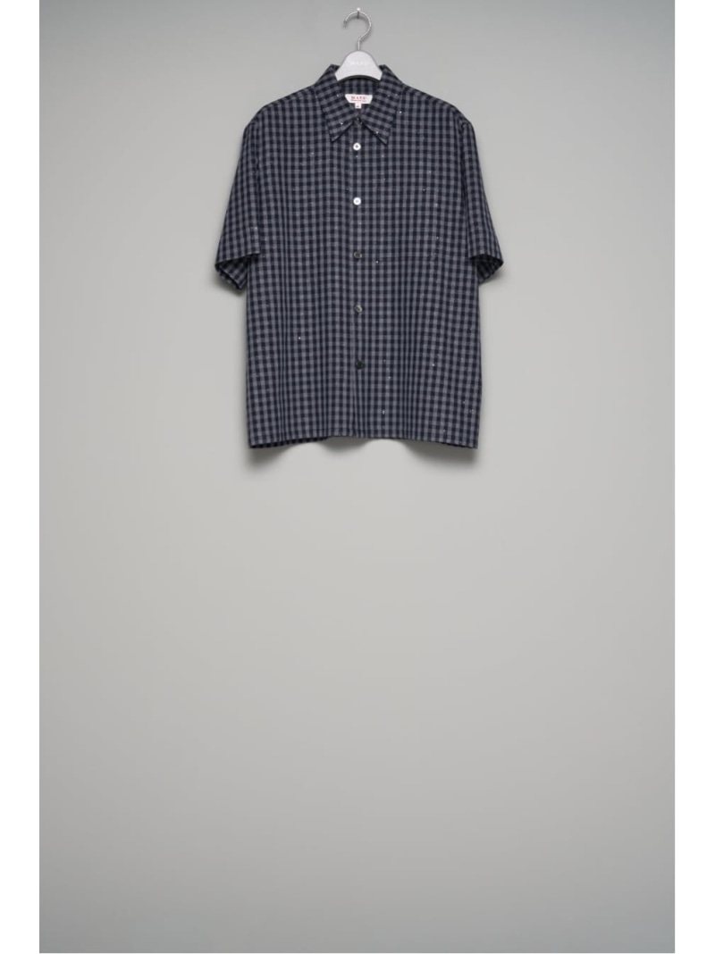 MASU SPARKLING PLAID HALF SLEEVE SHIRT エムエーエスユー トップス シャツ・ブラウス ブラック ブルー【送料無料】