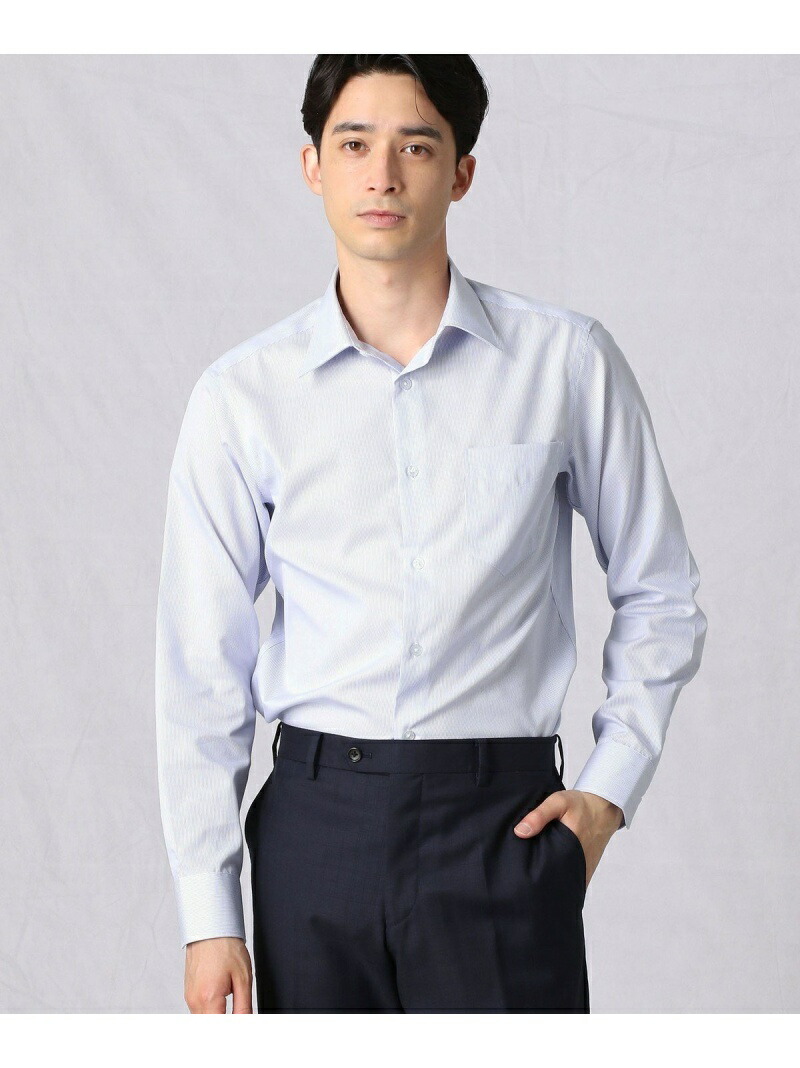 COMME CA MEN ヘアラインストライプ レギュラーカラードレスシャツ コムサメン スーツ フォーマル Yシャツ カッターシャツ ブルー グレー  【50％OFF】