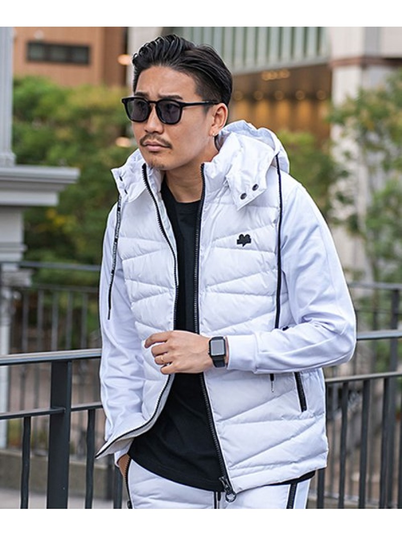SB select LUXE/R フード着脱式切替ダウン ダウンベスト シルバーバレット トップス ベスト・ジレ ブラック グレー ホワイト【送料無料】