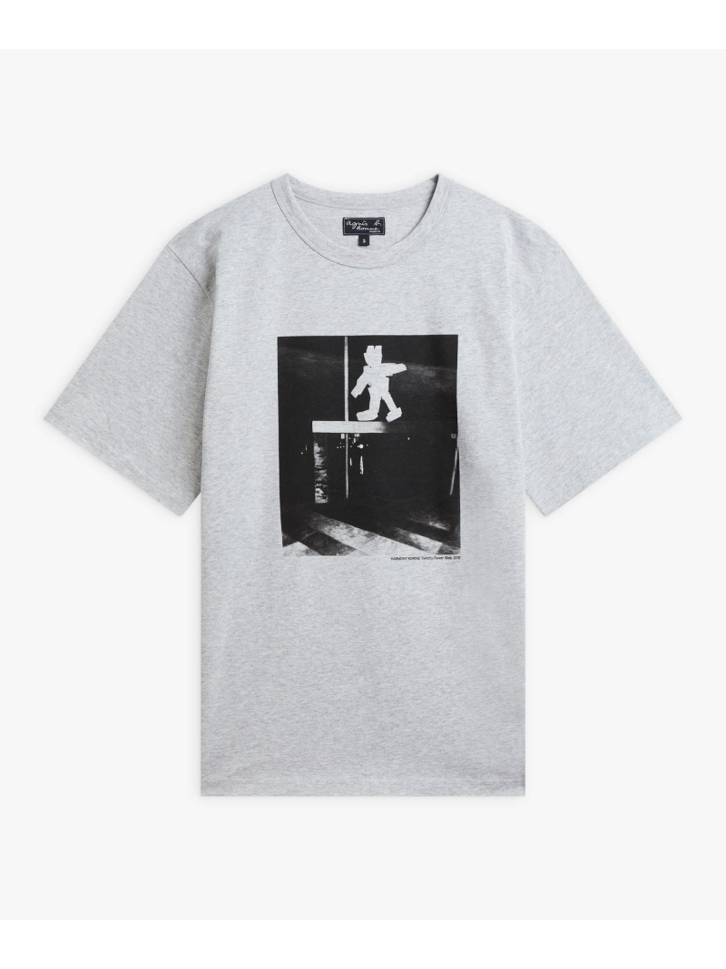 agnes b. HOMME メンズ プリント コットン 半袖 アーティスト Tシャツ "Harmony Korine" アニエスベー トップス カットソー・Tシャツ グレー【送料無料】｜ Fashion Men