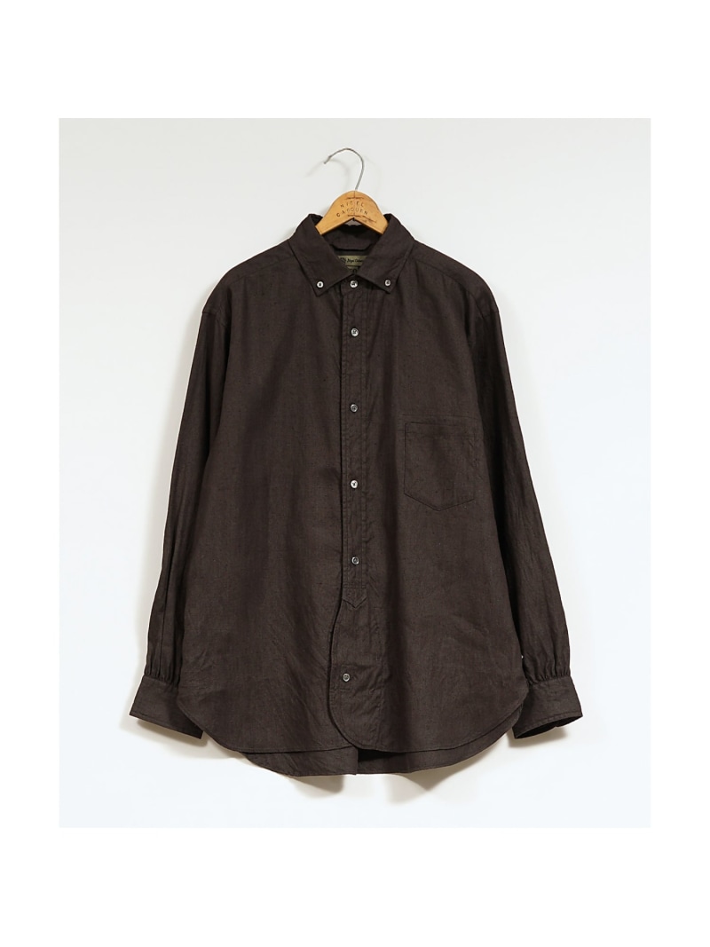 Nigel Cabourn 【公式】MAN / ブリティッシュオフィサーズシャツ - ヘンプホースクロス ナイジェル・ケーボン トップス シャツ・ブラウス グレー ホワイト【送料無料】