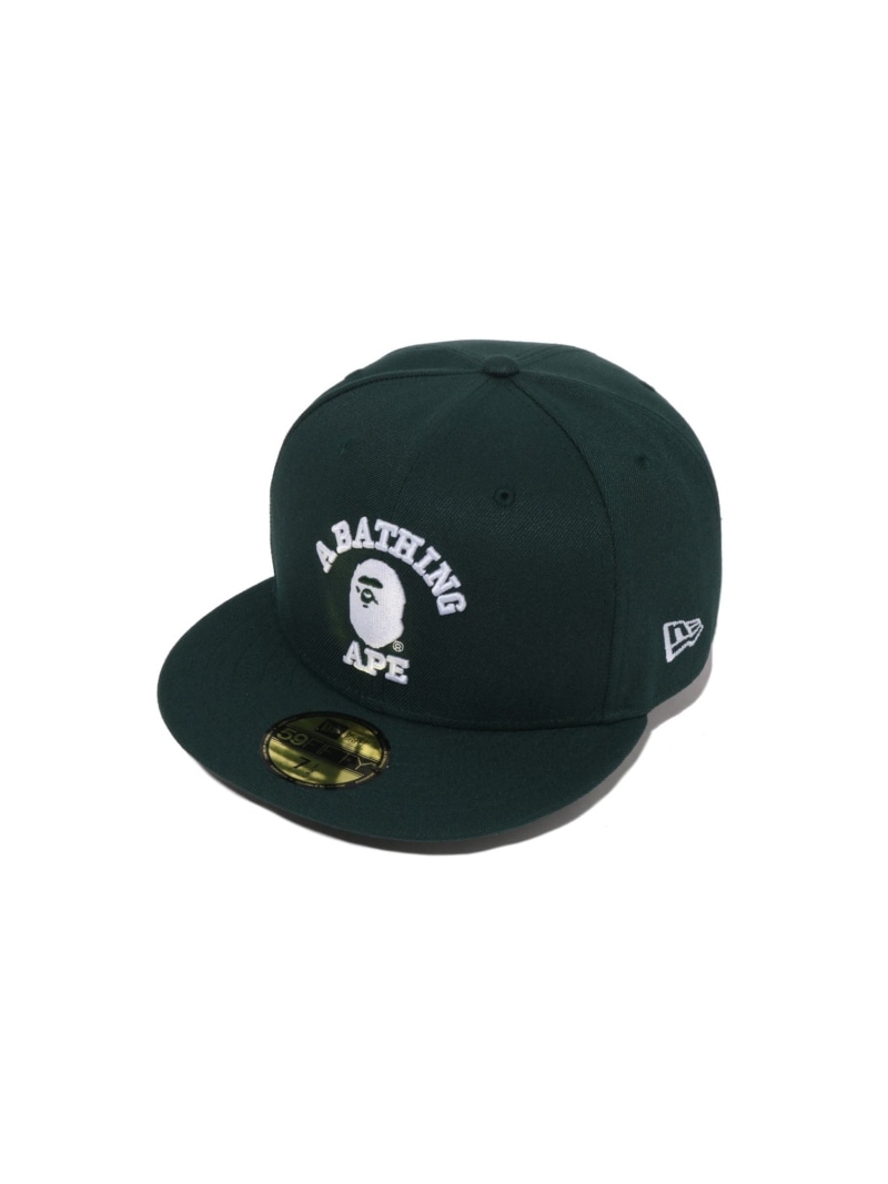 A BATHING APE GLOW IN THE DARK COLLEGE NEW ERA 59FIFTY CAP ア ベイシング エイプ 帽子 キャップ グリーン ネイビー【送料無料】