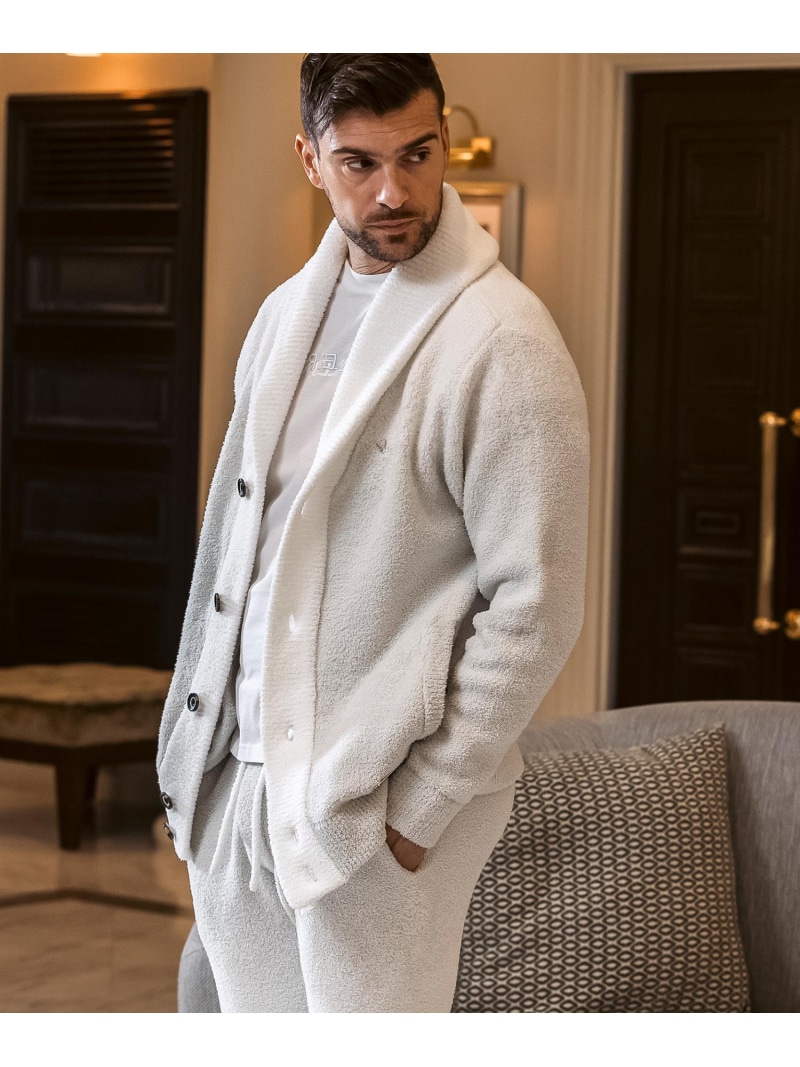 1PIU1UGUALE3 RELAX 1PIU1UGUALE3 RELAX GRADIENT KNIT SHAWL COLLAR シフォン トップス ニット ブラック ホワイト【送料無料】