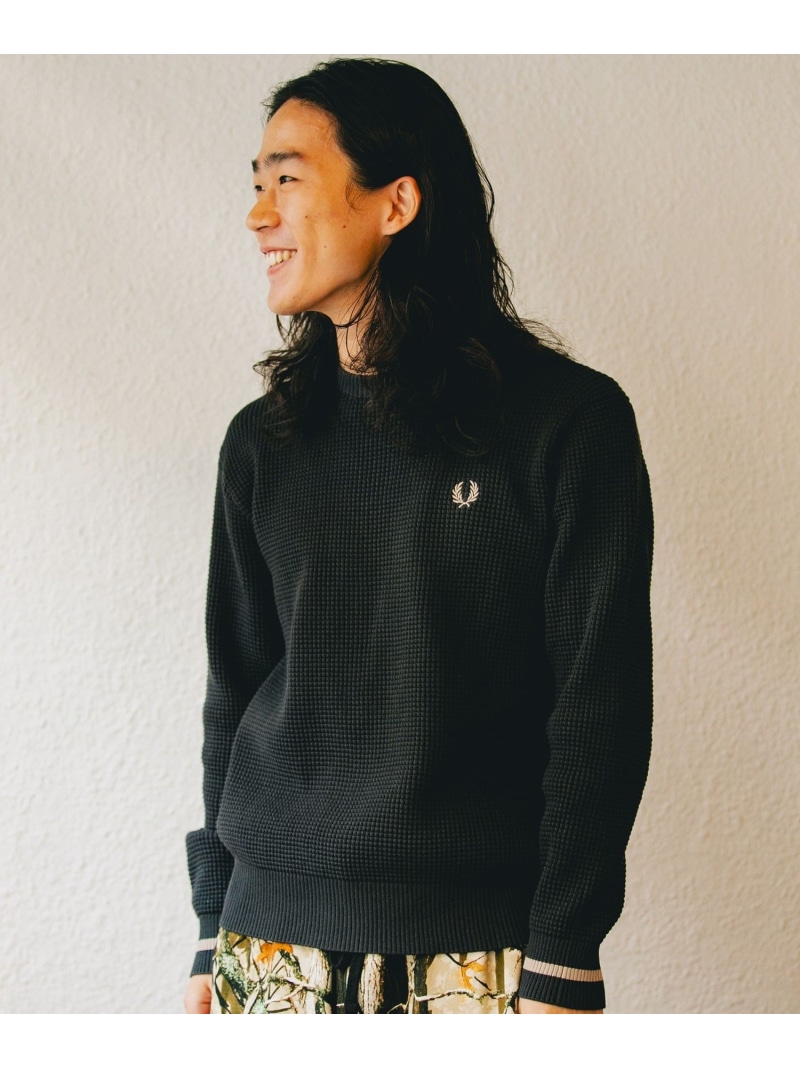 SHIPS MEN 【SHIPS別注】FRED PERRY: シングル ティップ ワーヘル 編み物 シップス トップス 編み物 米国海軍 ベージュ【貨物輸送無料】
