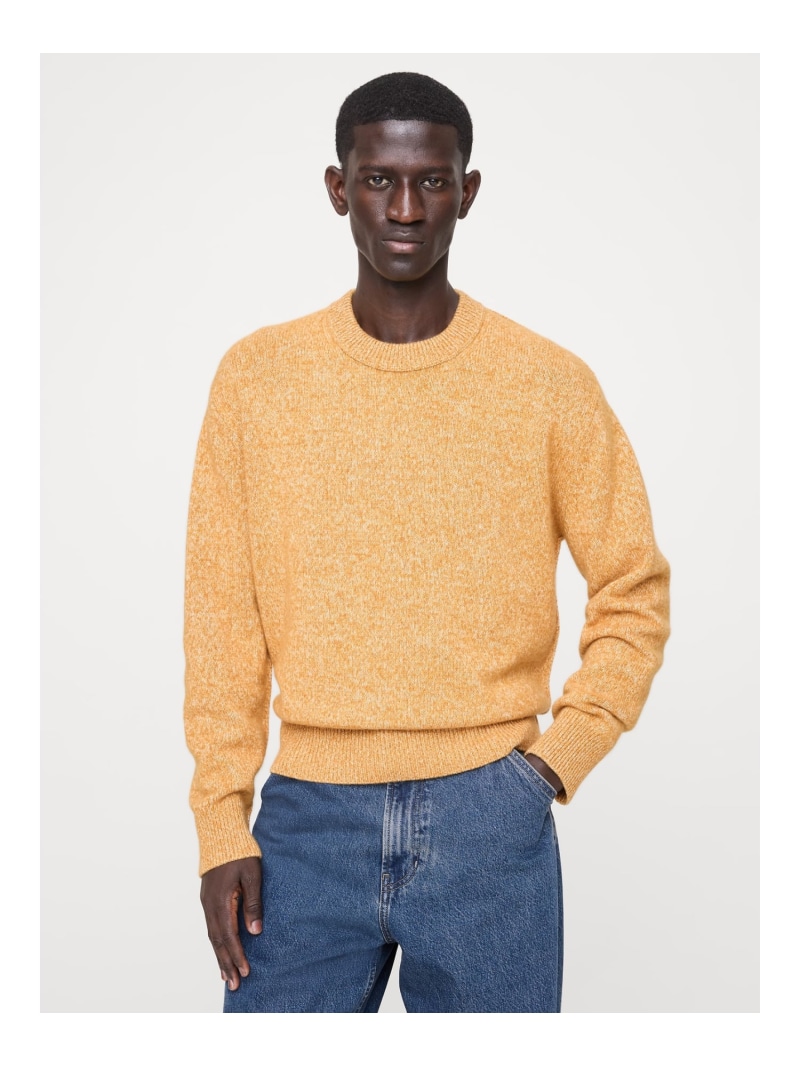 BANANA REPUBLIC (M)カシミヤ コットン クルーネックセーター バナナ・リパブリック トップス ニット オレンジ グレー【送料無料】