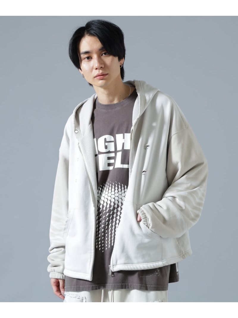 LHP DankeSchon/ダンケシェーン/SULFUR SWEAT THERMAL ZIP HOODIE エルエイチピー トップス パーカー・フーディー ブラック ホワイト【送料無料】