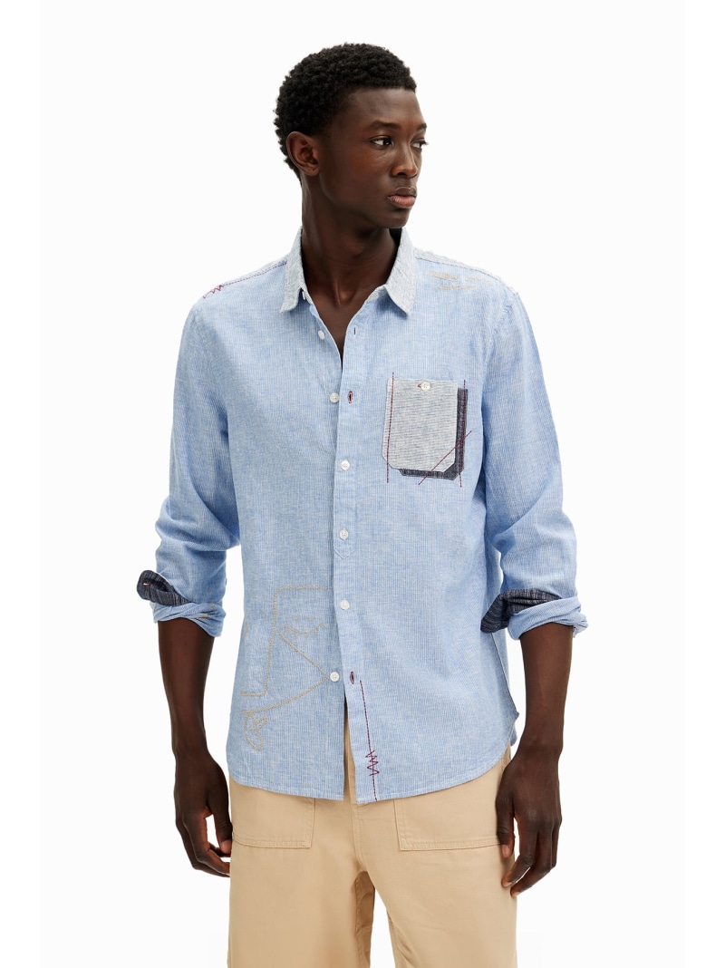 【SALE／30%OFF】Desigual ANDRES シャツロングスリーブ デシグアル トップス シャツ・ブラウス ブルー【RBA_E】【送料無料】｜ Fashion Men