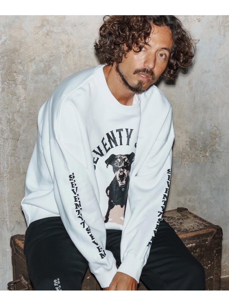 seventy seven msw1769-middle onz over size sweat shirt 77dog 流汗 カンビオ トップス スウェット・トレーナー 黒いこと 白いこと【貨物輸送無料】