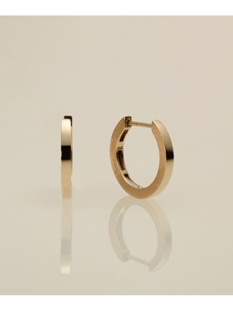 XOZ K10 flat hoop pierced earring[medium] 平ったい フープピアス [並み並み] クロスオズ 付属品・ウオッチ ピアス ゴールド【貨物輸送無料】