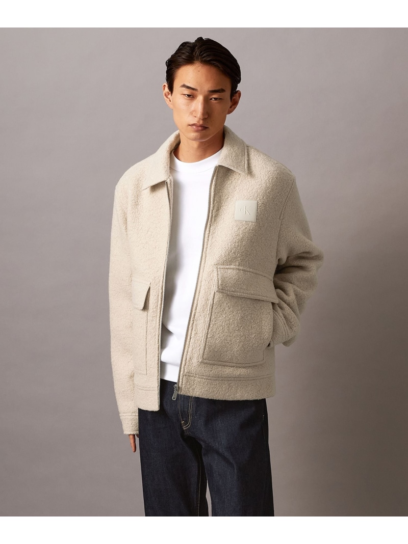 【SALE／30%OFF】Calvin Klein Jeans (M)【公式ショップ】 カルバンクライン クラシックトラッカージップアップブルゾン Calvin Klein Jeans J326707 カルバン・クライン ジャケット・アウター ブルゾン・ジャンパー ベージュ【RBA_E】【送料無料】