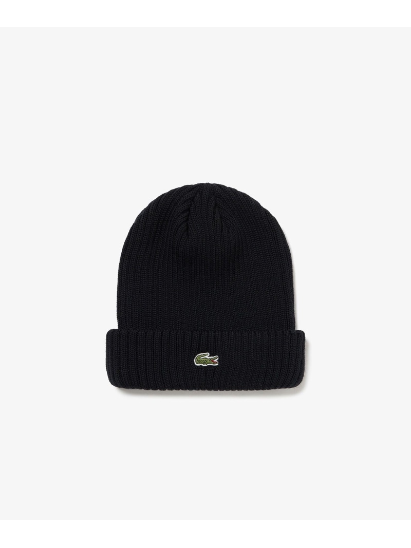 LACOSTE ウールリブニットキャップ ラコステ 帽子 ニット帽・ビーニー オレンジ ブラック ベージュ ネイビー グレー【送料無料】