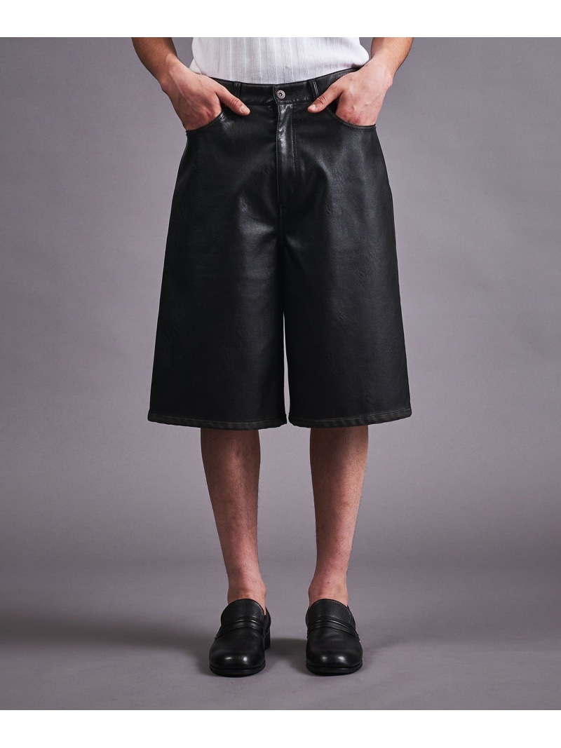 【SALE／30%OFF】monkey time BEAUTY&YOUTH UNITED ARROWS レザーライク バギー ショーツ ユナイテッドアローズ アウトレット パンツ その他のパンツ ブラック【RBA_E】【送料無料】