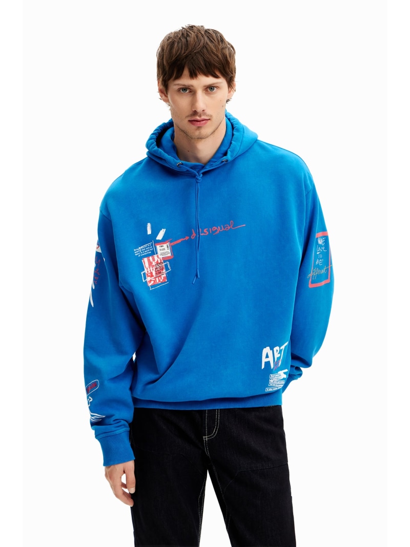 【SALE／49%OFF】Desigual PENSILVANIA スウェットロングスリーブ デシグアル トップス パーカー・フーディー ブルー【RBA_E】【送料無料】