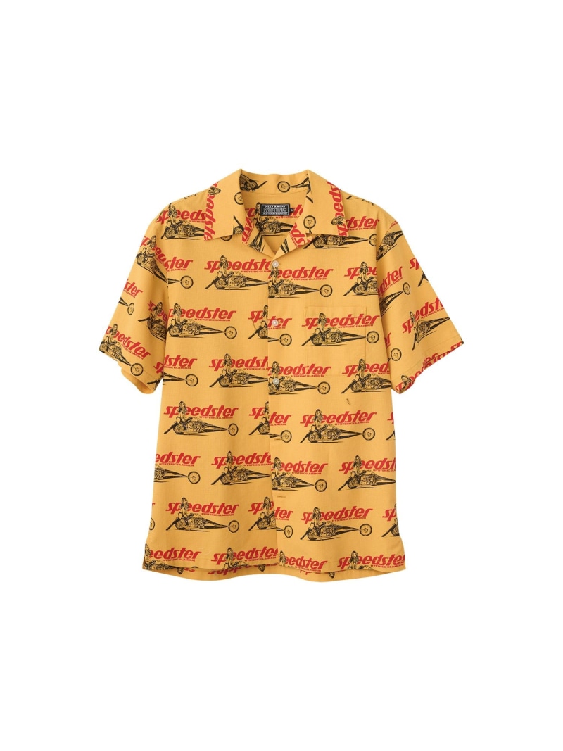 HYSTERIC GLAMOUR SPEEDSTER REMIX柄 オープンカラーシャツ ヒステリックグラマー トップス シャツ・ブラウス イエロー ブラック【送料無料】