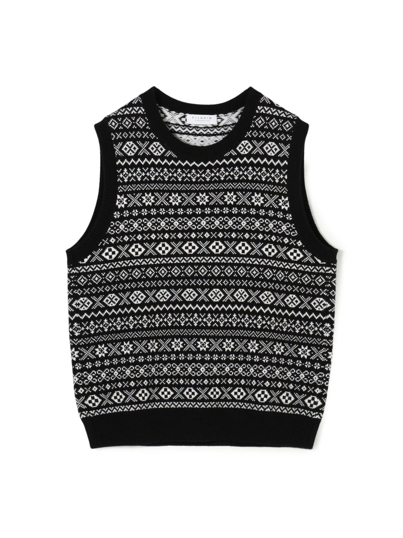 【SALE／30%OFF】TOMORROWLAND MEN ウールカシミヤ フェアアイル クルーネックプルオーバー ニットベスト トゥモローランド トップス ニット ブラック ブラウン【RBA_E】【送料無料】