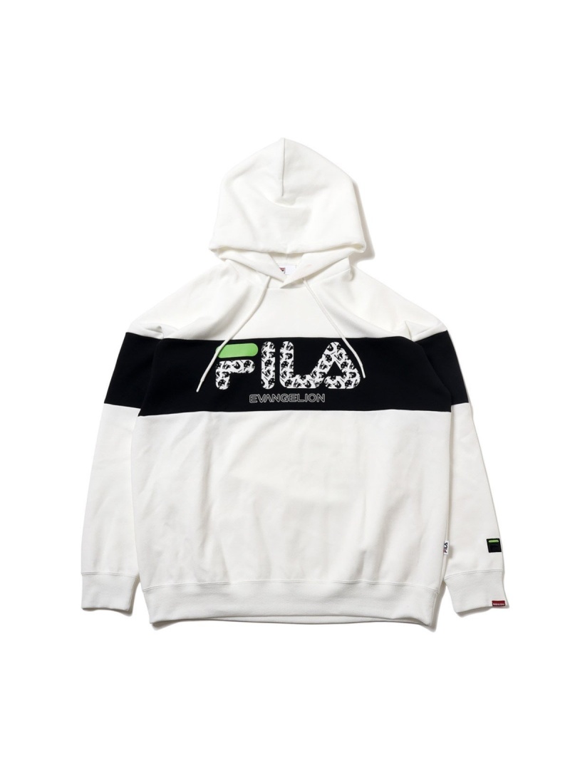 魅了 Fila Fila X Evangelion Monogram Logo Hoodie アトモスピンク カットソー パーカー ホワイト 超美品 Rameshmall Com