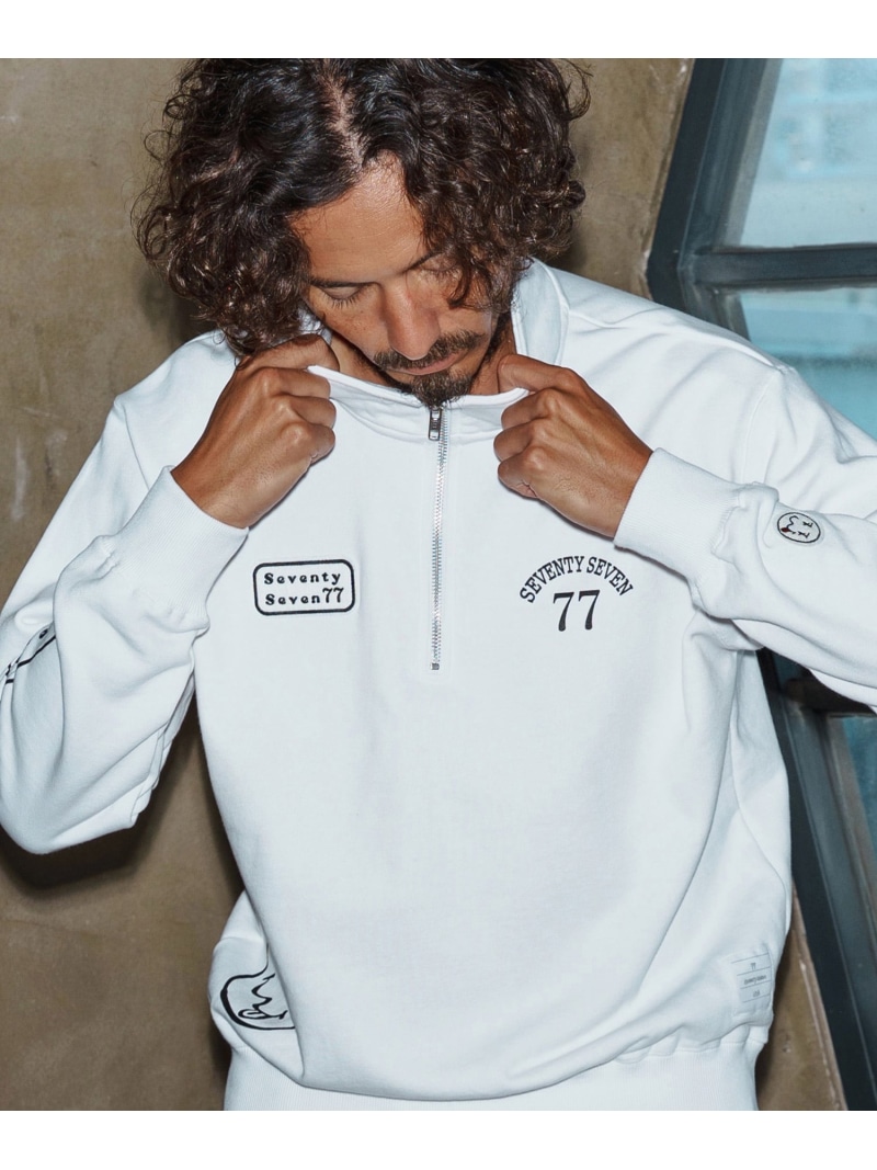 seventy seven msw1771-middle onz half zip sweat shirt 25W 流汗 カンビオ トップス スウェット・トレーナー 白いこと 黒いこと【貨物輸送無料】