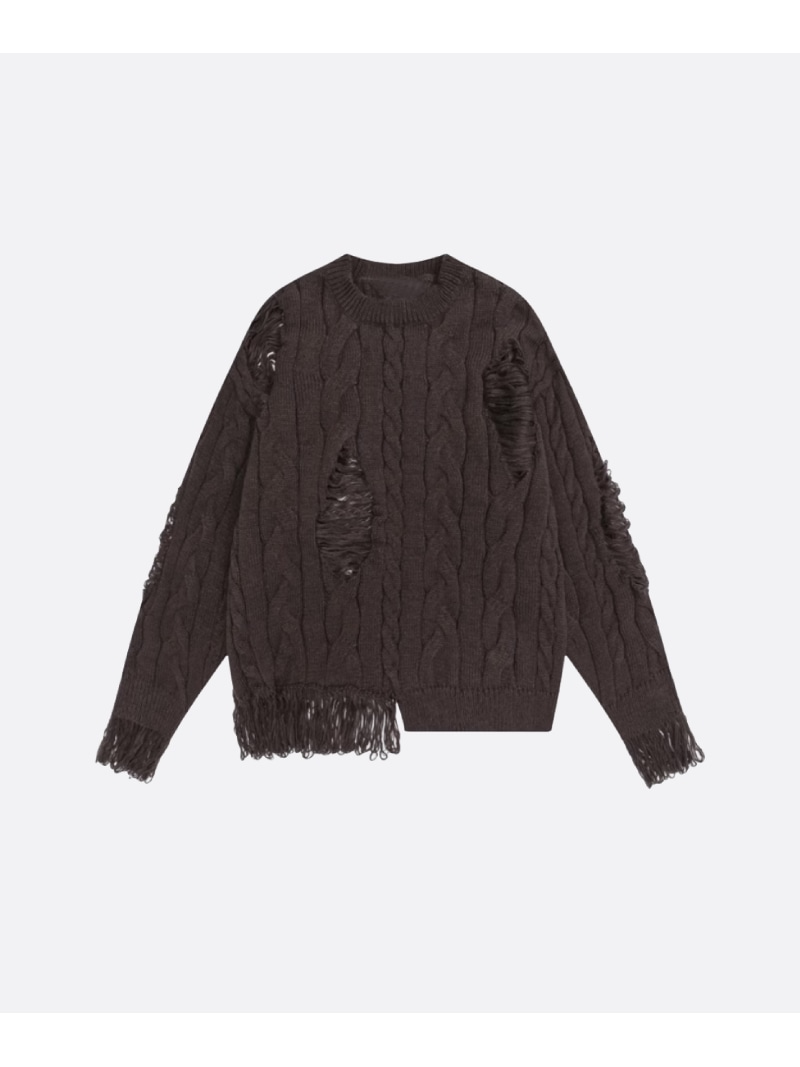 U:UME Asymmetry Broken Design Sweater ユーム トップス ニット ブラック【先行予約】*【送料無料】