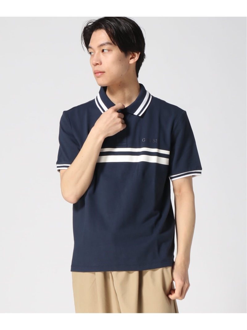 GUESS GUESS/(M)SPIROS Short Sleeves Polo ゲス トップス ポロシャツ ネイビー ホワイト【送料無料】