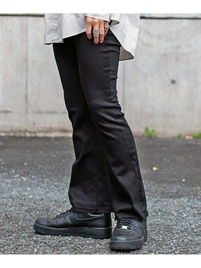 CavariA CavariA フレアデニムパンツ フレアパンツ シルバーバレット パンツ ジーンズ・デニムパンツ ネイビー ホワイト ブラック ブルー【送料無料】