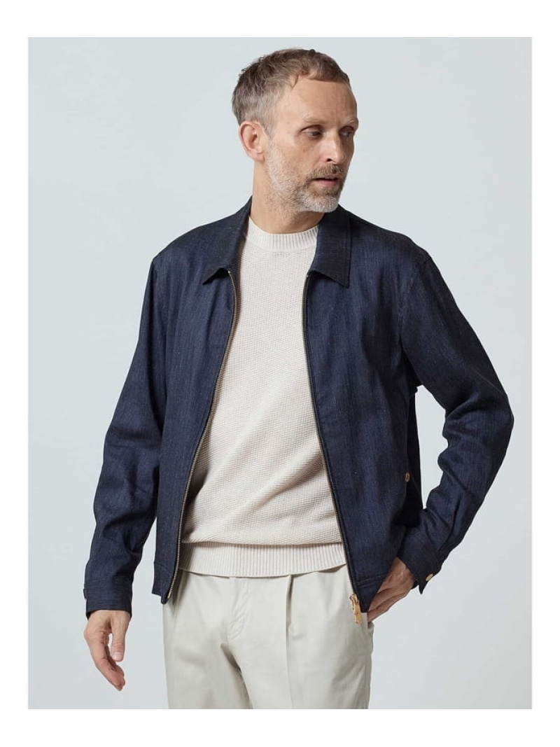 【SALE／30%OFF】Aquascutum MEN TEC.3 Linen Denim Short Jacket アクアスキュータム ジャケット・アウター ブルゾン・ジャンパー ネイビー【RBA_E】【送料無料】