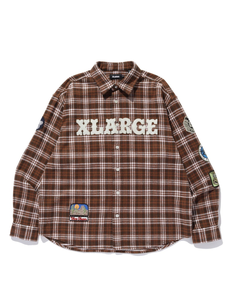 【SALE／30%OFF】XLARGE PATCHED FLANNEL SHIRT エクストララージ トップス シャツ・ブラウス ブラウン カーキグリーン グリーン【RBA_E】【送料無料】