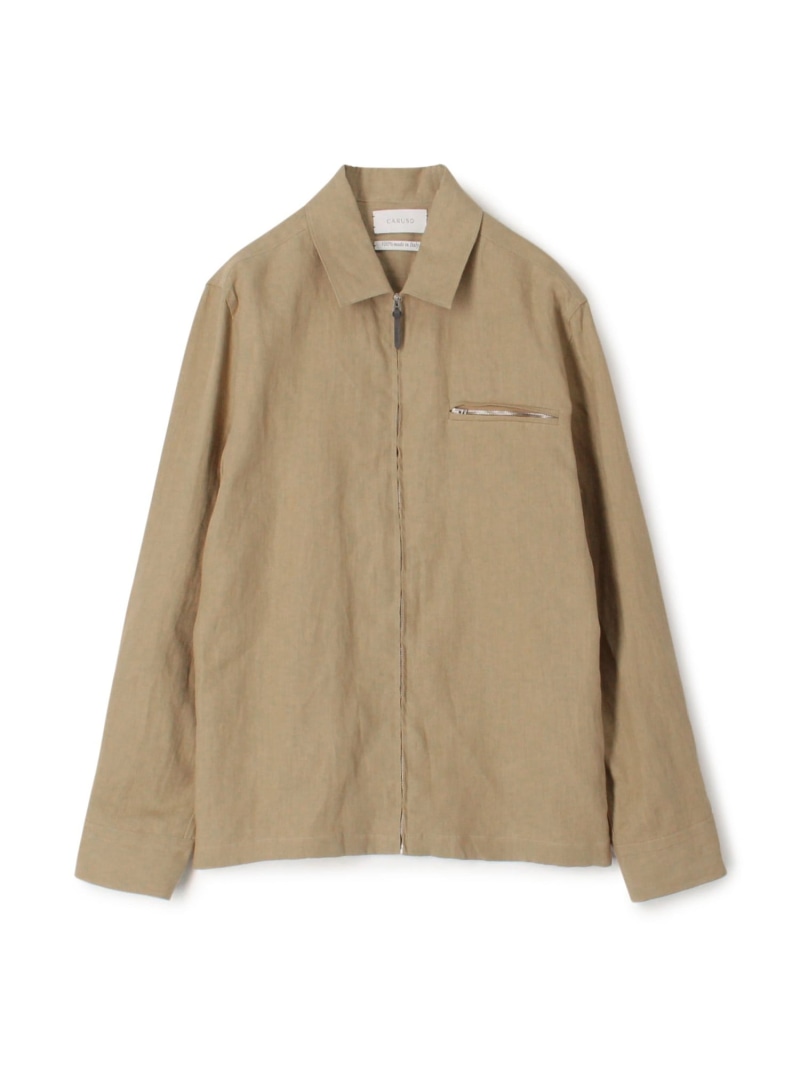 【SALE／40%OFF】TOMORROWLAND BUYING WEAR 【別注】CARUSO リネン ジップブルゾン トゥモローランド ジャケット・アウター ブルゾン・ジャンパー ベージュ ブラック【RBA_E】【送料無料】 34,749円