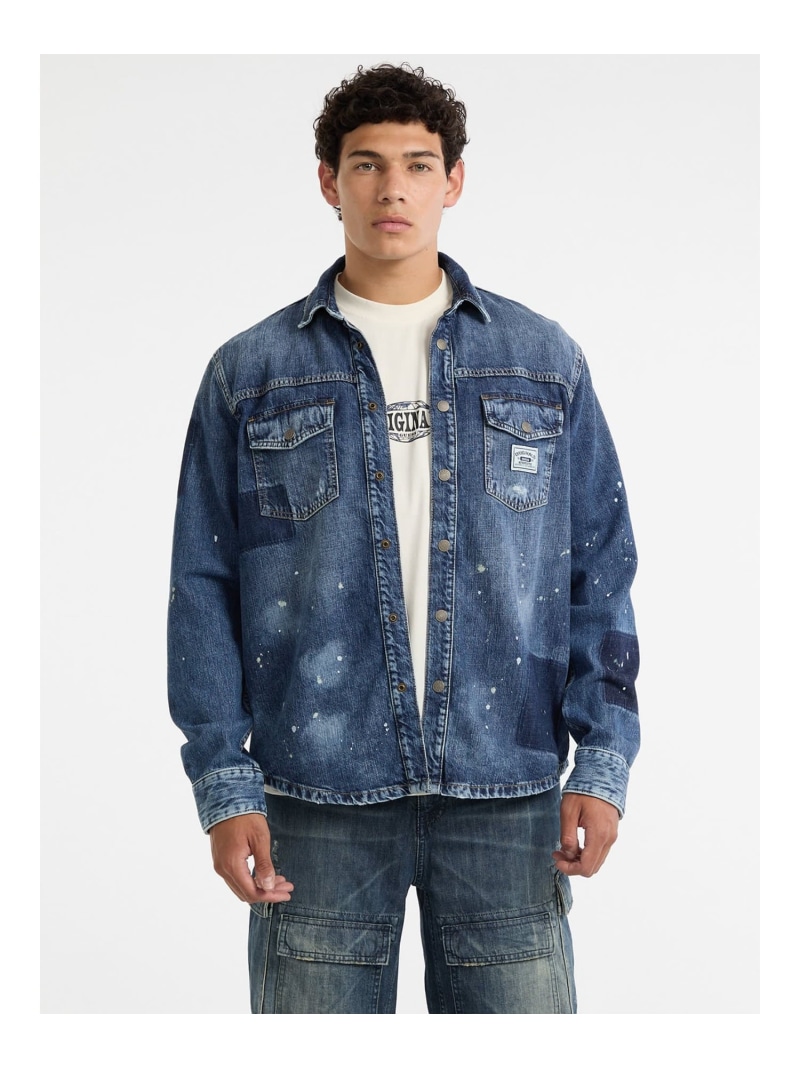 【SALE／50%OFF】GUESS Originals GUESS Originals デニムジャケット (M)Oversized Shirt ゲス トップス シャツ・ブラウス ブルー【RBA_E】【送料無料】
