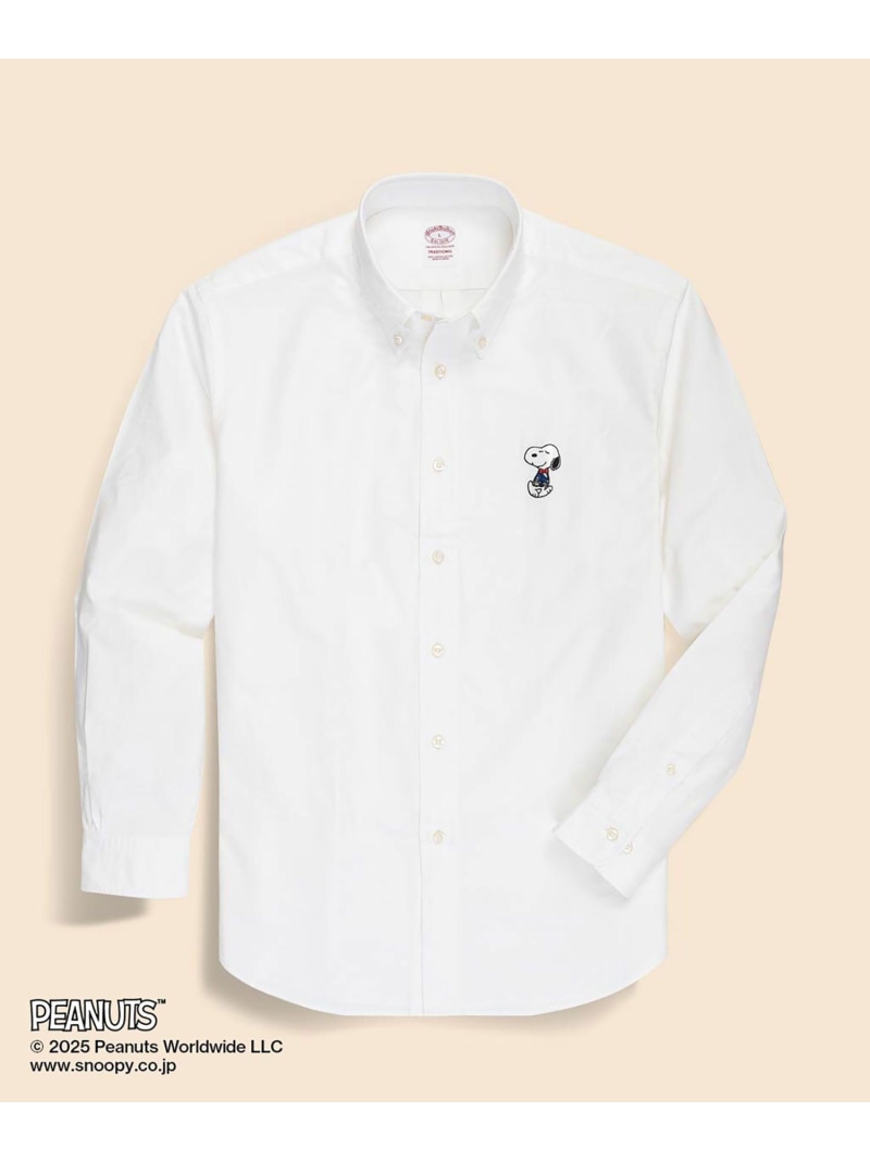 BROOKS BROTHERS Brooks Brothers × PEANUTS スーピマコットン スヌーピーエンブロイダリー カジュアルシャツ Traditional Fit ブルックス ブラザーズ トップス シャツ・ブラウス ホワイト ブルー【送料無料】
