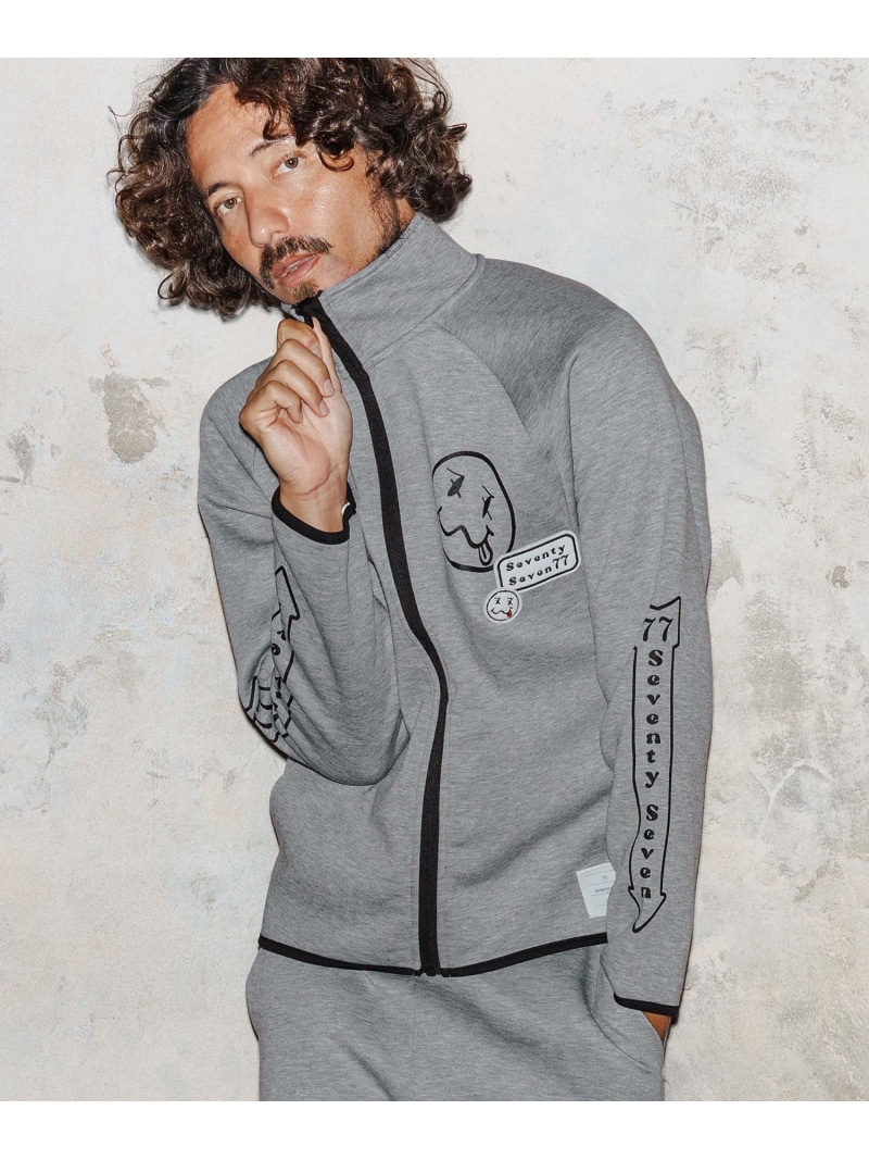 seventy seven mj11123-cardboard stand collar JKT smile&arrow スタンドカラージャケット カンビオ ジャケット・アウター その他のジャケット・アウター グレー ブラック【送料無料】｜ Fashion Men