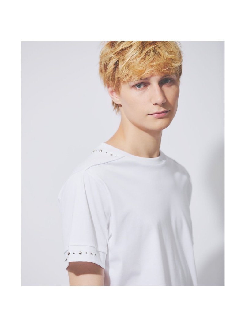 5351POUR LES HOMMES スタッズ 半袖 Tシャツ ゴーサンゴーイチプールオム トップス カットソー・Tシャツ ホワイト ブラック【送料無料】