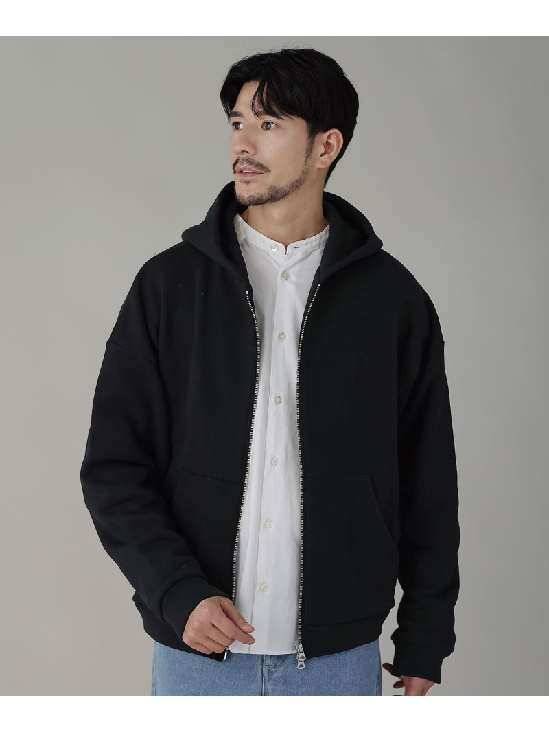 【SALE／5%OFF】Audience 日本製和歌山11オンスボクシークロップドZIPパーカー カジュアル トップス パーカー・フーディー ブラック グレー カーキグリーン【RBA_E】【送料無料】｜ Fashion Men