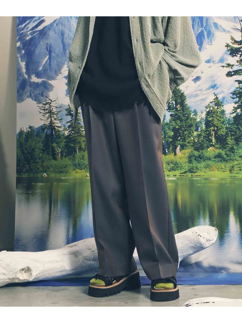 MAISON SPECIAL 4 Colors Chambray Washable Wool Prime-Wide One Tuck Wide Pants メゾンスペシャル パンツ スラックス・ドレスパンツ グレー ブラック【送料無料】