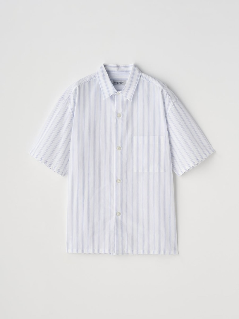 JOHN SMEDLEY コットン半袖シャツ |FB276 ジョンスメドレー トップス シャツ・ブラウス ブルー【送料無料】| Fashion Men