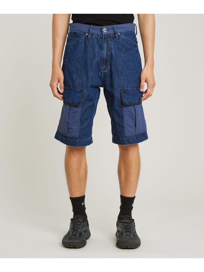 【SALE／40%OFF】G-Star RAW 【堅苦しさ販売店】BEND 3D CARGO SHORT FABRIC MIX/i異原料品ミックスカーゴジョーツ/デニムショートパンツ ジースターロゥ ズボン下 デニム・ジーンズズボン下 青色【RBA_E】【貨物輸送無料】