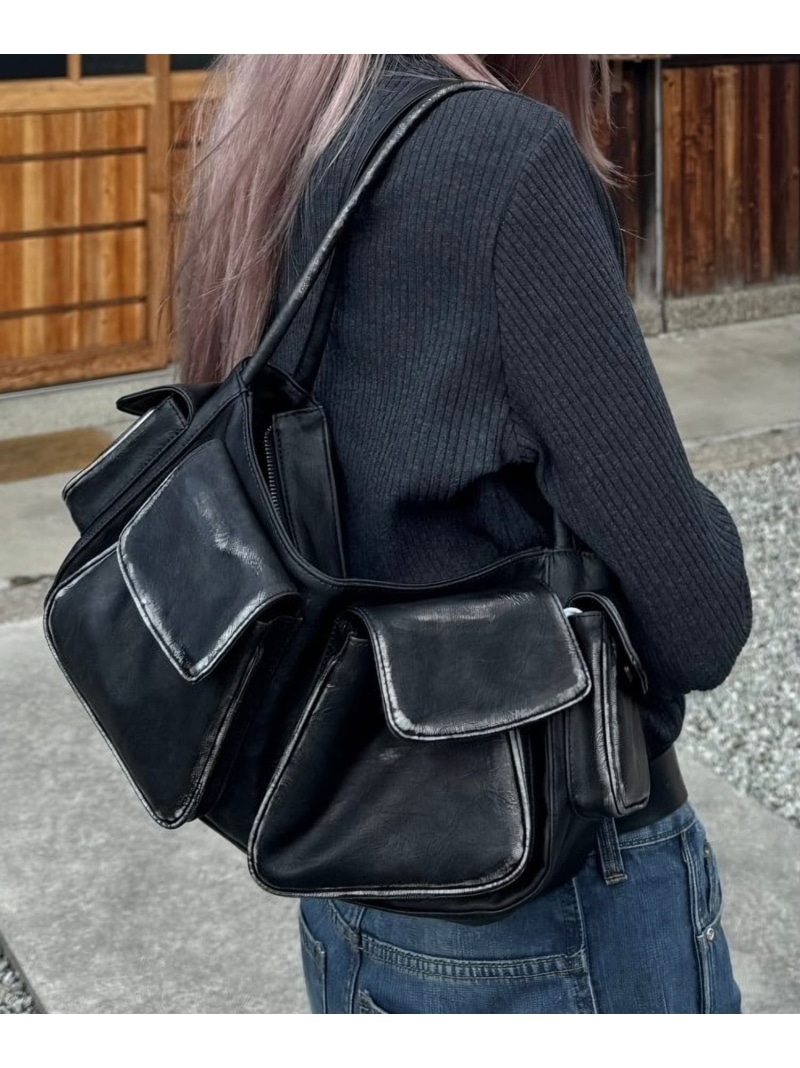 Chikashitsu + 【Chikashitsu +】vintage corting hand bag ハンドバック 大容量バック トートバック ネバーマインドザエックスユー／チカシツプラス バッグ ハンドバッグ ブラウン ブラック【送料無料】