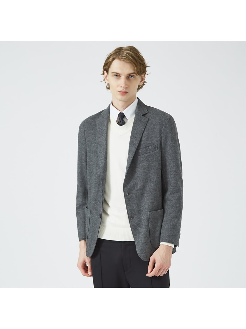 【SALE／50%OFF】DESIGNWORKS 断ち切り縫製 ウールジャケット デザインワークス ジャケット・アウター テーラードジャケット・ブレザー ベージュ グレー【RBA_E】【送料無料】