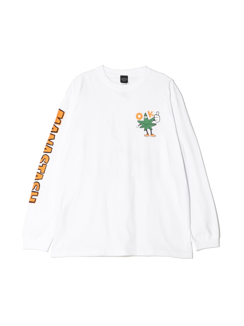 MANASTASH MANASTASH/マナスタッシュ/ODJ L/S TEE OK マナスタッシュ トップス カットソー・Tシャツ ホワイト ブラック【送料無料】