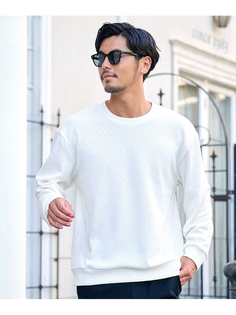 CavariA CavariA モールバイアス柄トレーナー シルバーバレット トップス スウェット・トレーナー ホワイト ワインレッド ブラック【送料無料】