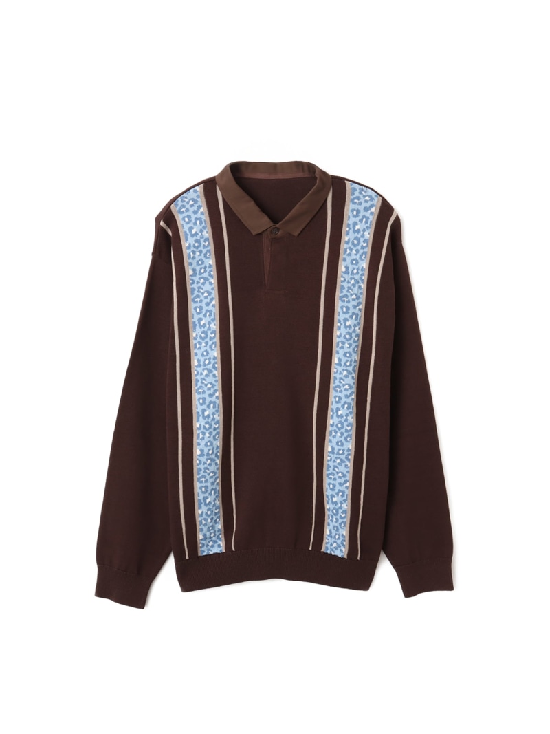 atmos atmos Knit LS Rugby Shirt BROWN アトモス トップス 編み物 赤銅色【貨物輸送無料】