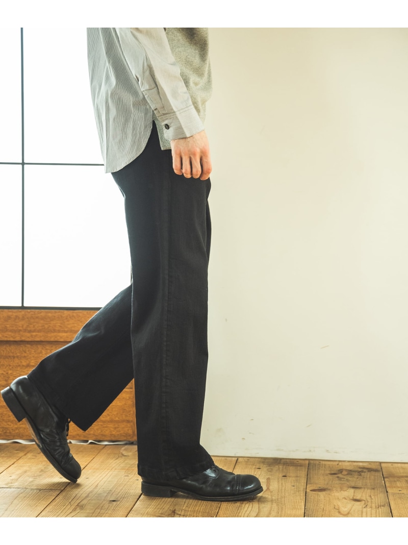 MR.OLIVE SUPER STRETCH DENIM /SILICON DYED WIDE STRAIGHT PANTS ミスターオリーブ パンツ ジーンズ・デニムパンツ ブラック グリーン【送料無料】｜ Fashion Men