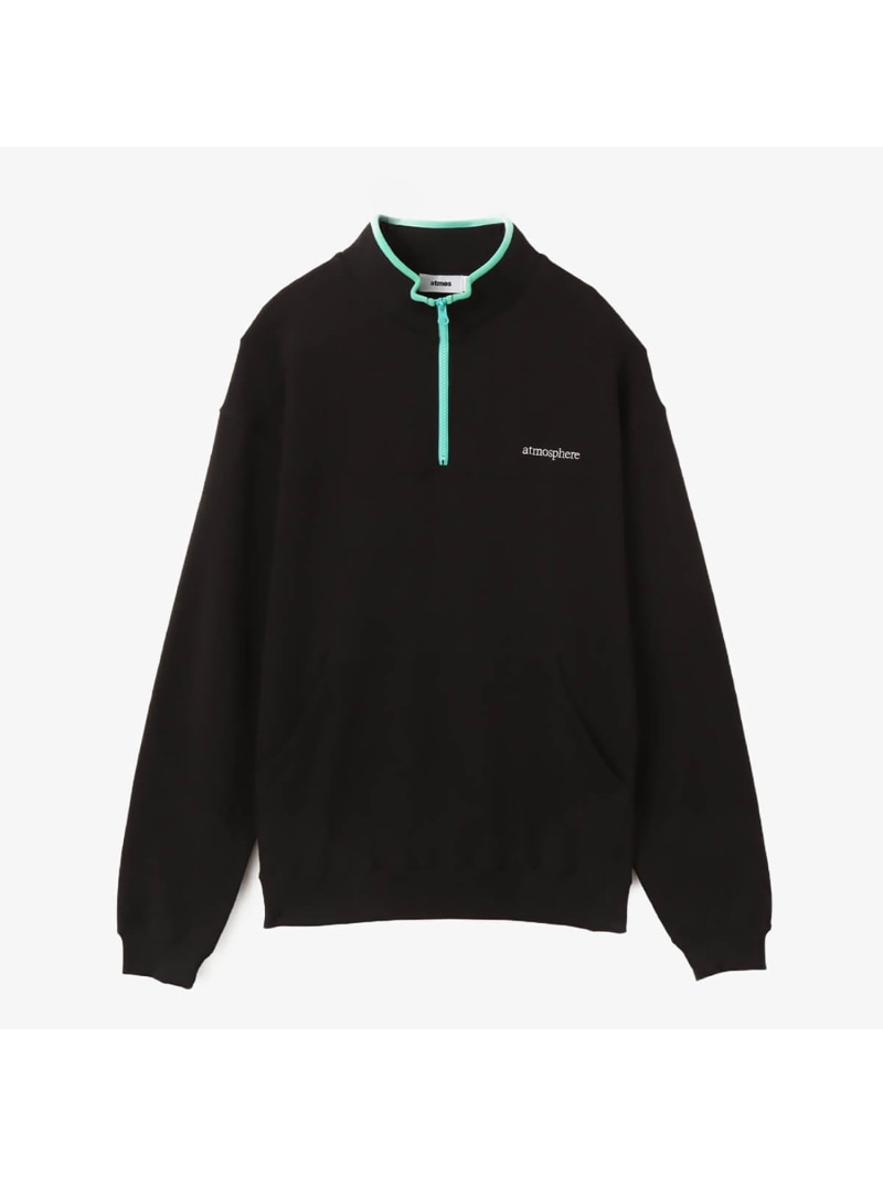 atmos atmos Half Zip Pullover アトモス トップス スウェット・トレーナー 黒いこと【貨物輸送無料】
