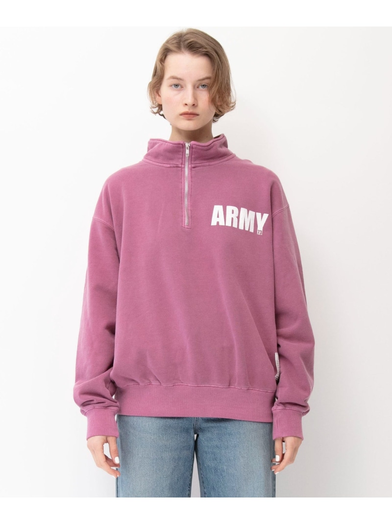 Johnbull Private labo 【TOP KHAKI】ARMYハーフジップ ジョンブルプライベートラボ トップス スウェット・トレーナー 赤銅色 米国海軍 パープル【貨物輸送無料】