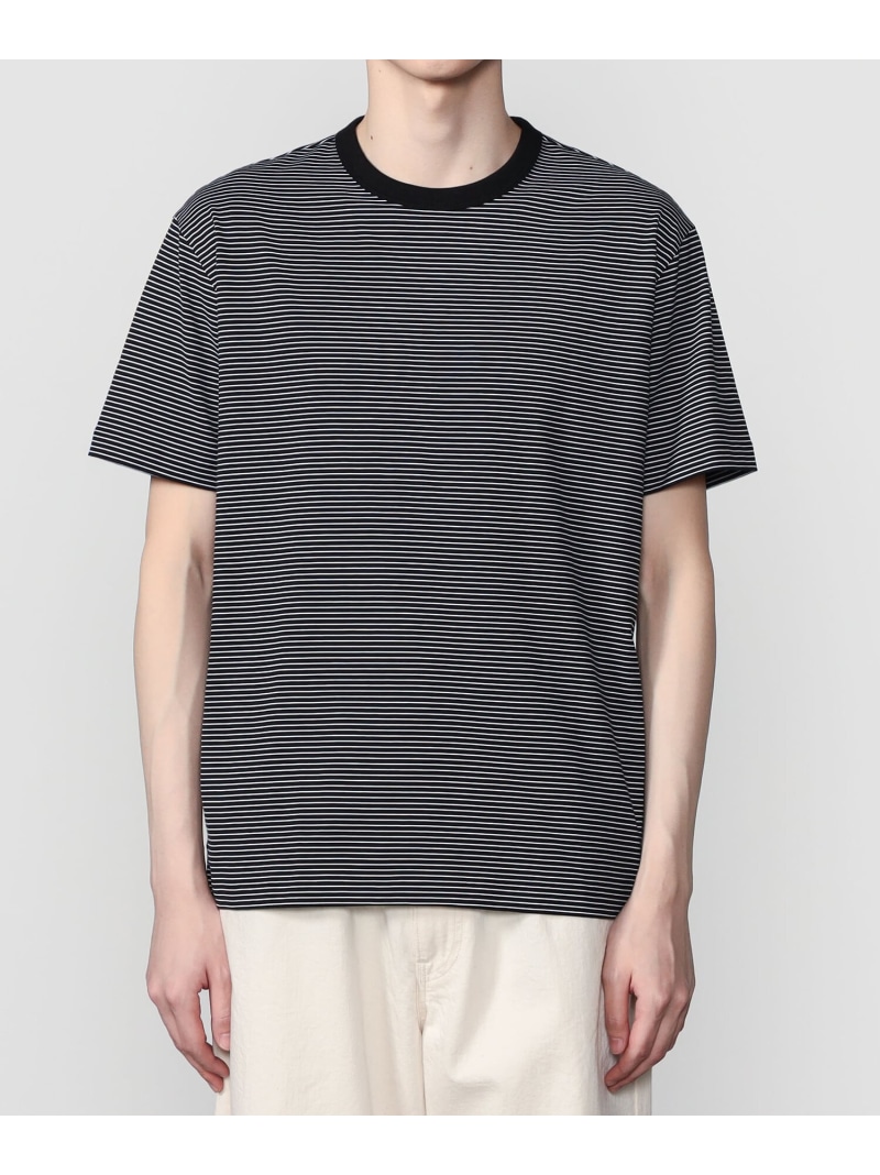 Bshop handvaerk ｜ 60/2 労働者の一団素っ首半袖プルオーバー STRIPE MEN 主教 トップス カットソー・プルオーバー 黒いこと【貨物輸送無料】