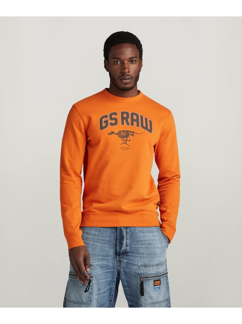 【SALE／30%OFF】G-Star RAW 【公式ショップ】SKELETON DOG GRAPHIC SWEATER/グラフィックプリントロゴスウェット/トレーナー ジースターロゥ トップス スウェット・トレーナー オレンジ【RBA_E】【送料無料】