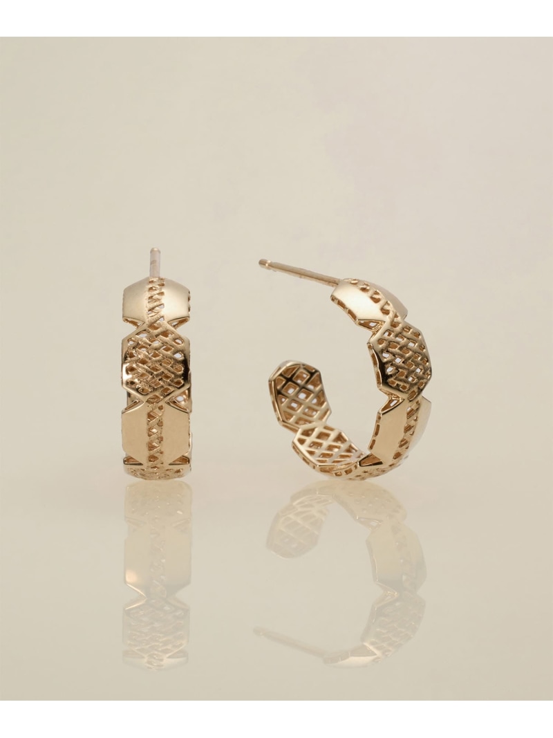 XOZ K10 X bamboo hoop post pierced earring クロスバンブー フープポストピアス クロスオズ 付属物・ウオッチ ピアス ゴールド【貨物輸送無料】