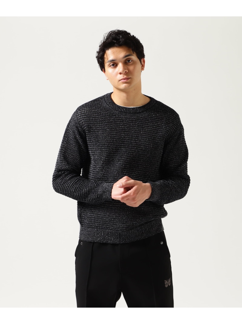 GARDEN TOKYO YOKE/ヨーク/MESH KNITTED CREWNECK SWEATER ガーデン トップス ニット ブラック ホワイト ブルー【送料無料】