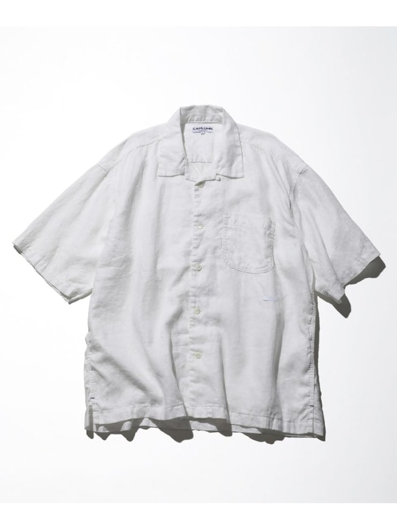 CAHLUMN Linen Open Collar Shirt フリークスストア トップス シャツ・ブラウス ホワイト グリーン ブルー ネイビー ブラック【送料無料】