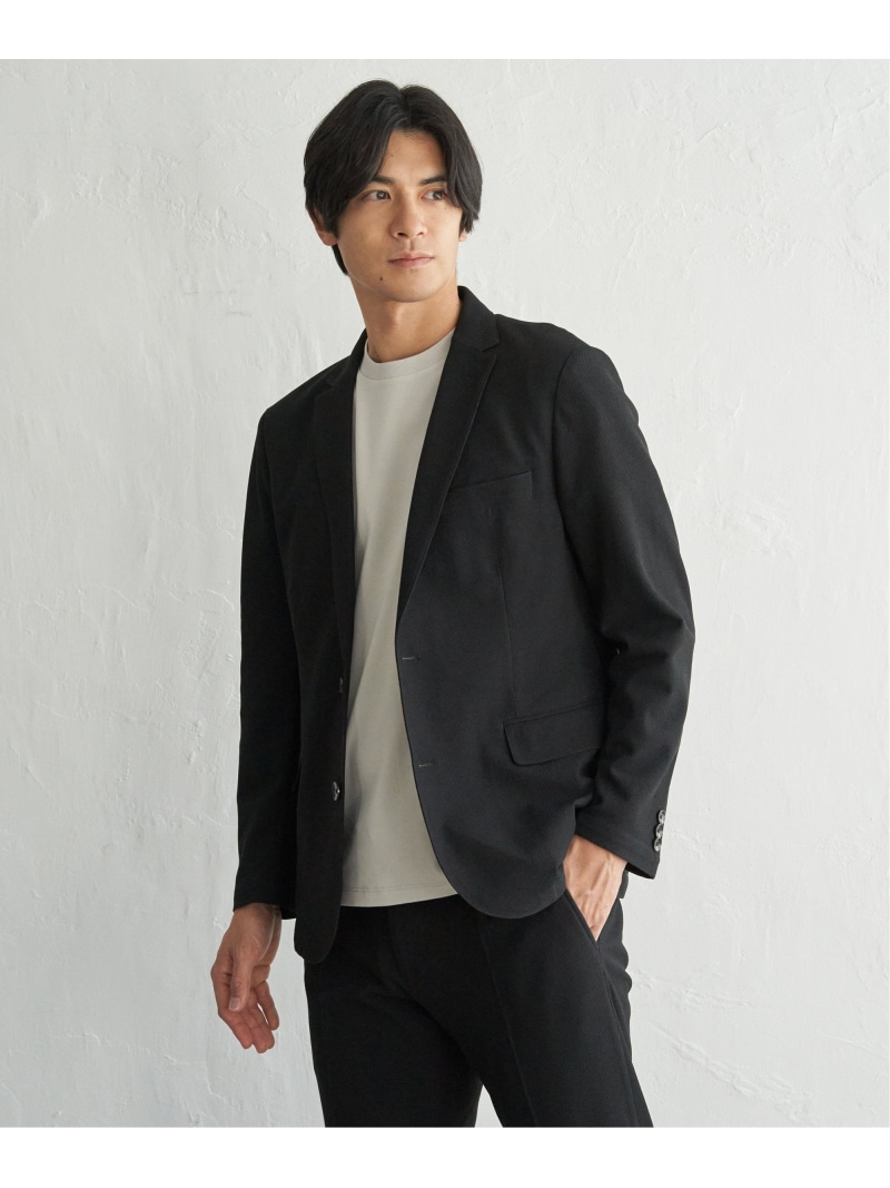 IKKA LOUNGE 【セットアップ対応】BLKライト鹿の子ジャケット イッカ ジャケット・アウター テーラードジャケット・ブレザー ブラック ブルー【送料無料】